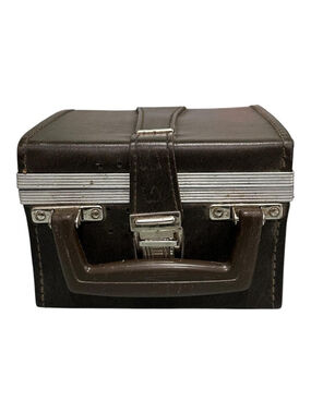 Vintage Cassette Tape Storage Case Audio Holder Travel Red Lining Brown